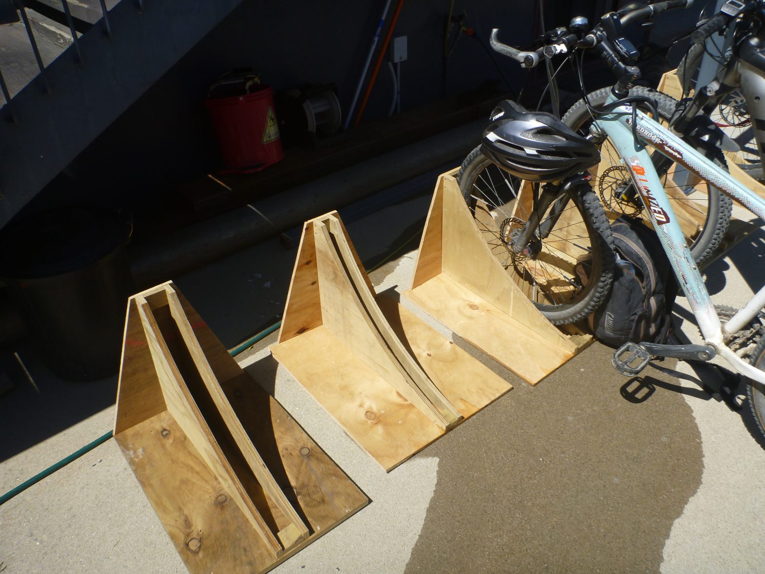 Bike stands from construction waste